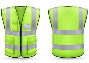 Gilet jaune de face et de coupe